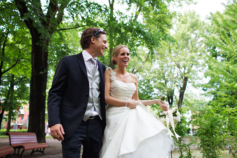 walking in Montreal on the wedding day