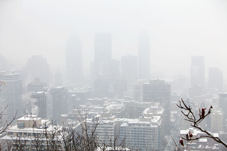 Montreal winter view from top, engagement on Christmas day