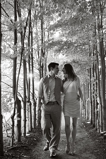 walking couple, engagement party