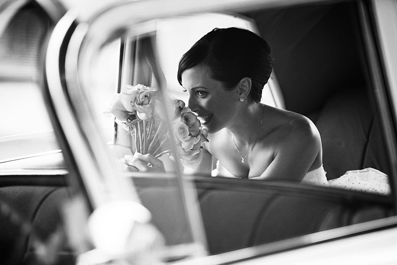 bride waiting in the car before the ceremony