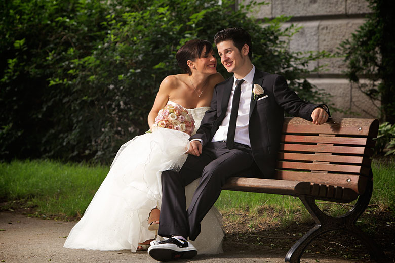 classic portrait of bride and groom