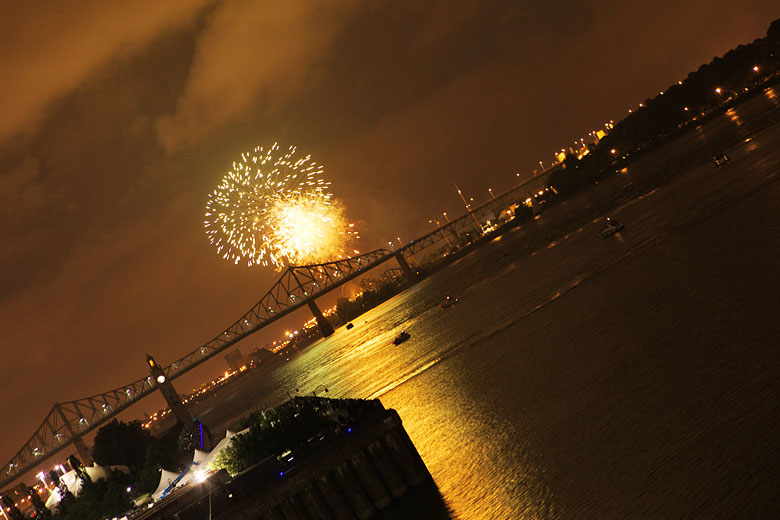 fire works it the old port of Montreal