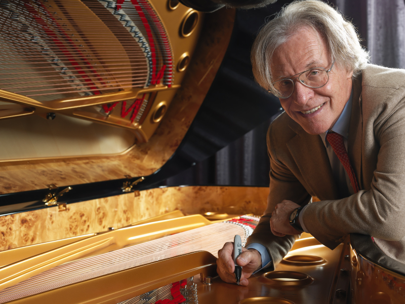 portrait photography of Mr.Paolo Fazioli visiting Montreal Pianovertu store in Montreal