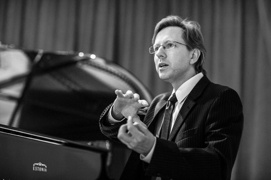 Dr. Indrek Laul, President of Estonia Pianos at Montreal store PianoVertu, photographed by Montreal studio photographer Vadim Daniel